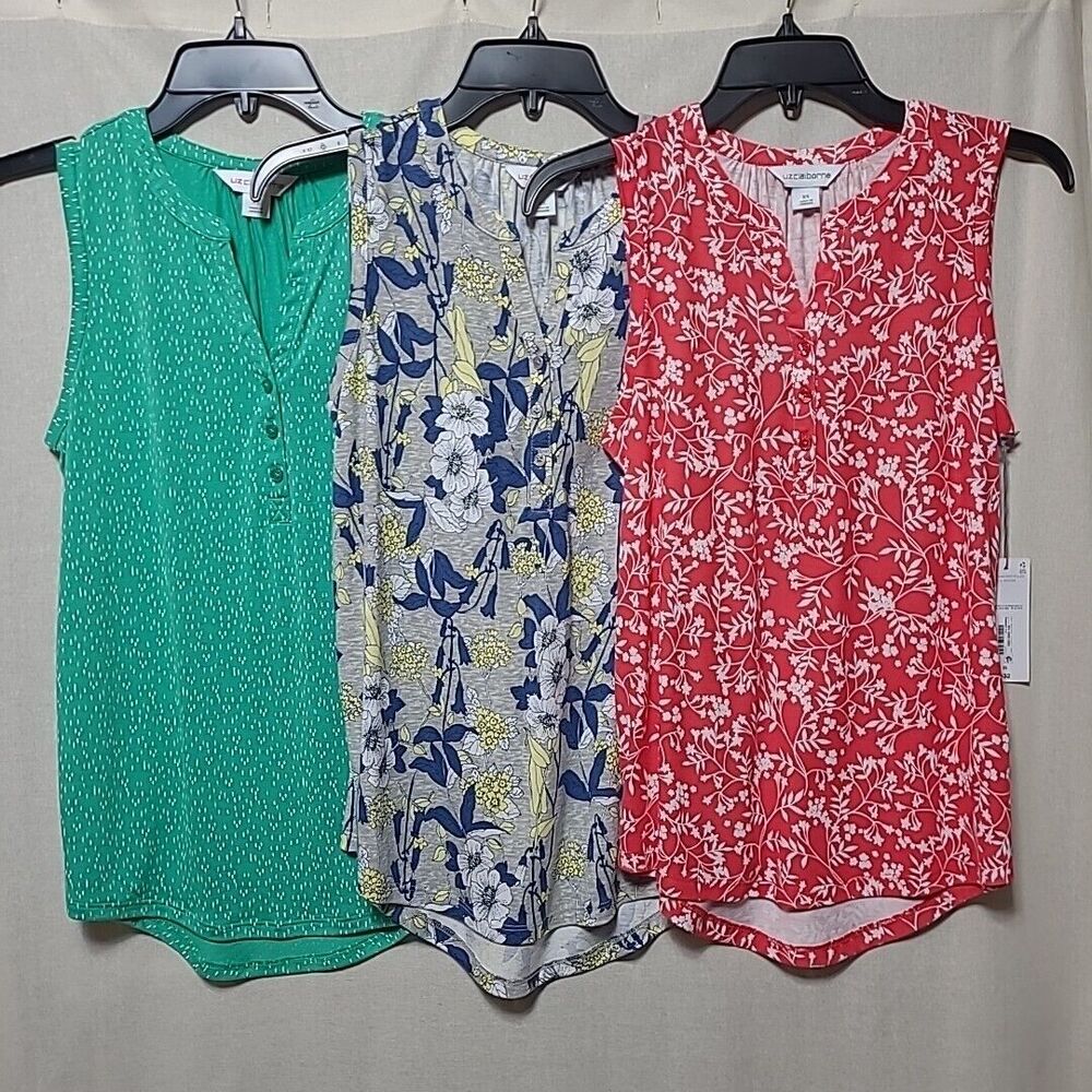 Liz Claiborne Hi Lo Henley Tank Lot of 3 Womens Size XS NWT Stretch Comfort